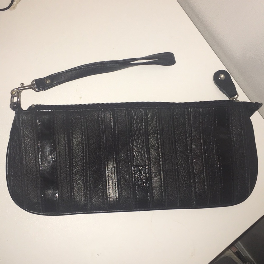 Black leather clutch
